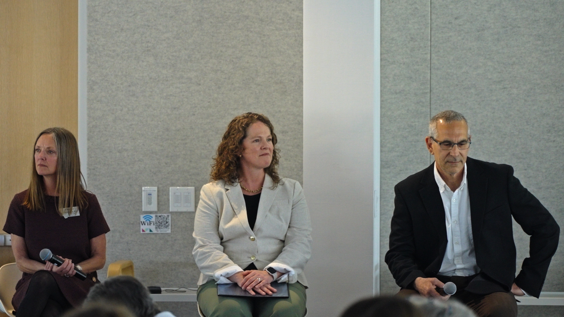 Leslie Webb (left), Mayor Andrea Davis (center), Commissioner Josh Slotnick (right)