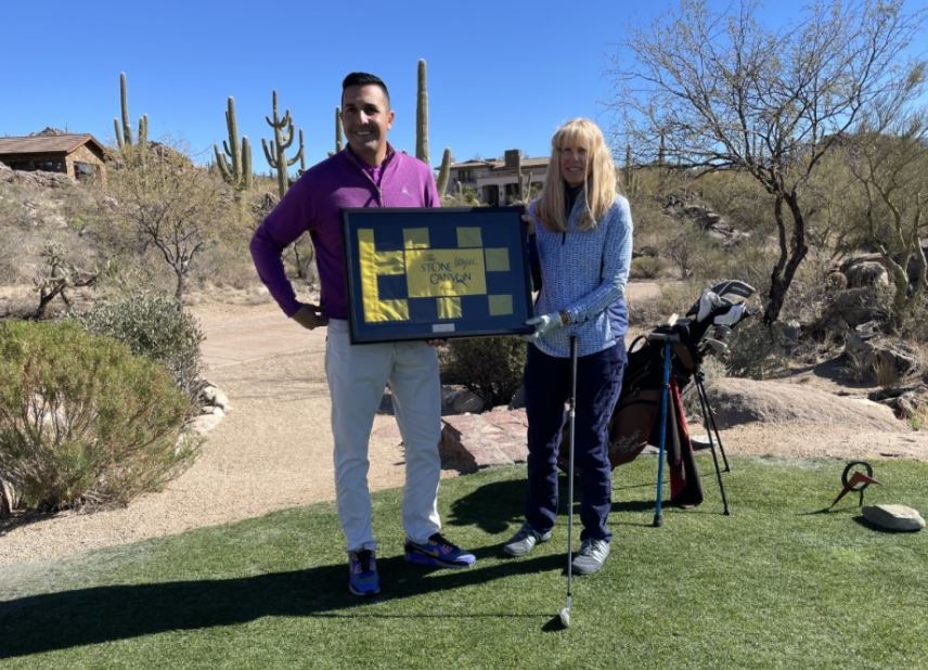 Karen Drake recently started playing golf again after an eight-year absence, so she was pleasantly surprised to get a hole in one last month at home number 14 at Stone Canyon Club.
