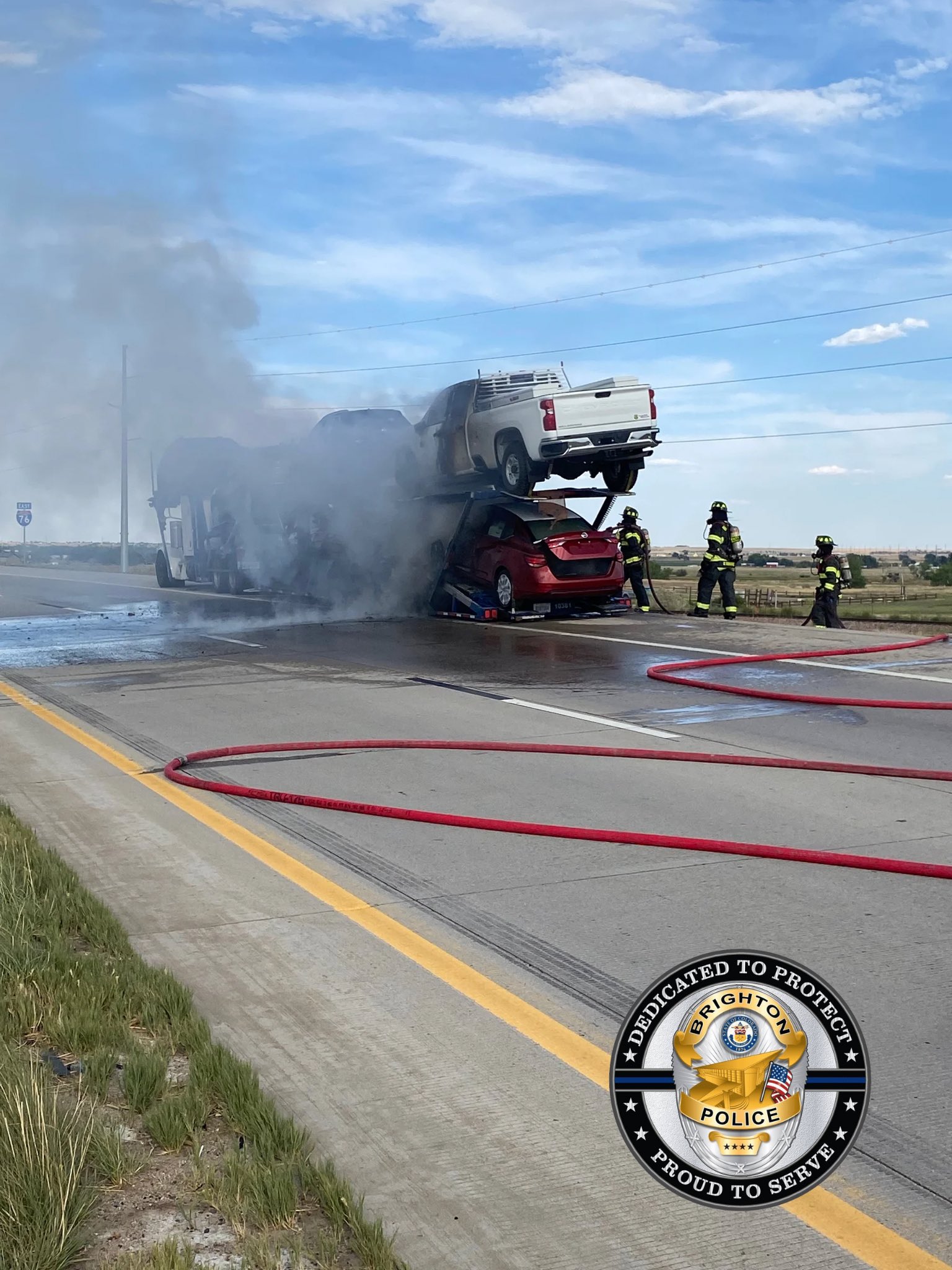 Eastbound I-76 in Brighton shut down due to semi-truck fire