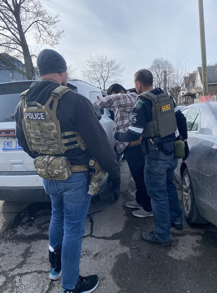 Homeland Security Investigations making an arrest in Michigan