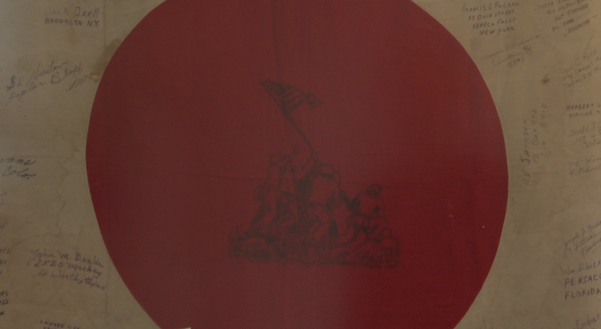 Iwo Jima signatures flag Keith Myers.png