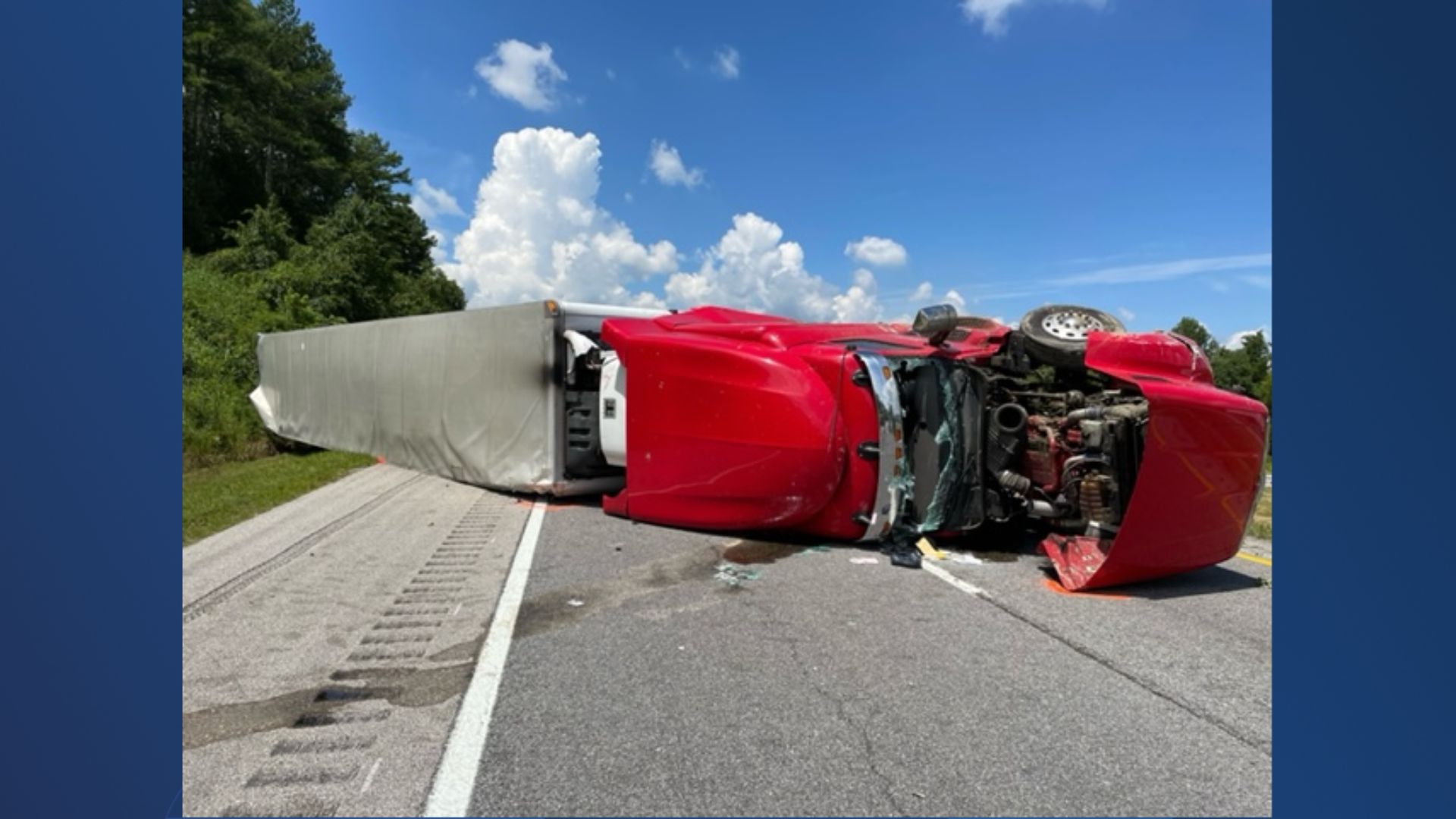 Tractor trailer overturned on I40 blocking eastbound traffic
