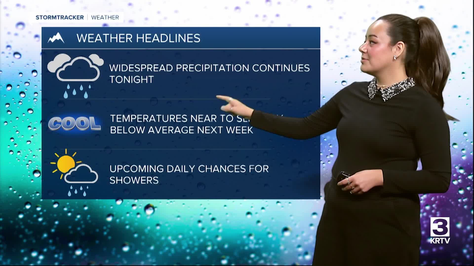 Widespread precipitation overnight, daily shower chances through the week
