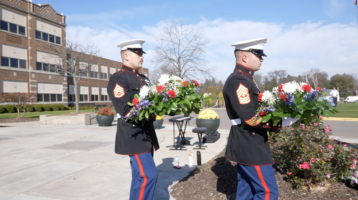 Veterans Day wreath laying in East Lansing
