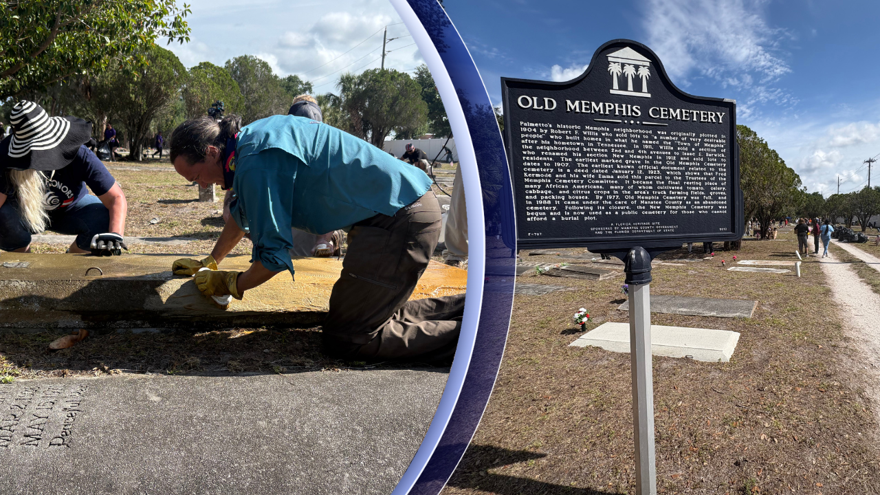 Palmetto community teams up to clean Old Memphis Cemetery following vandalization