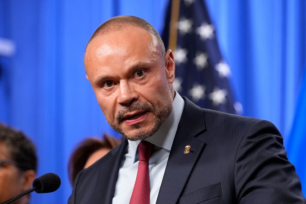 Dan Bongino, FBI deputy director, speaks during a news conference at the Department of Justice.