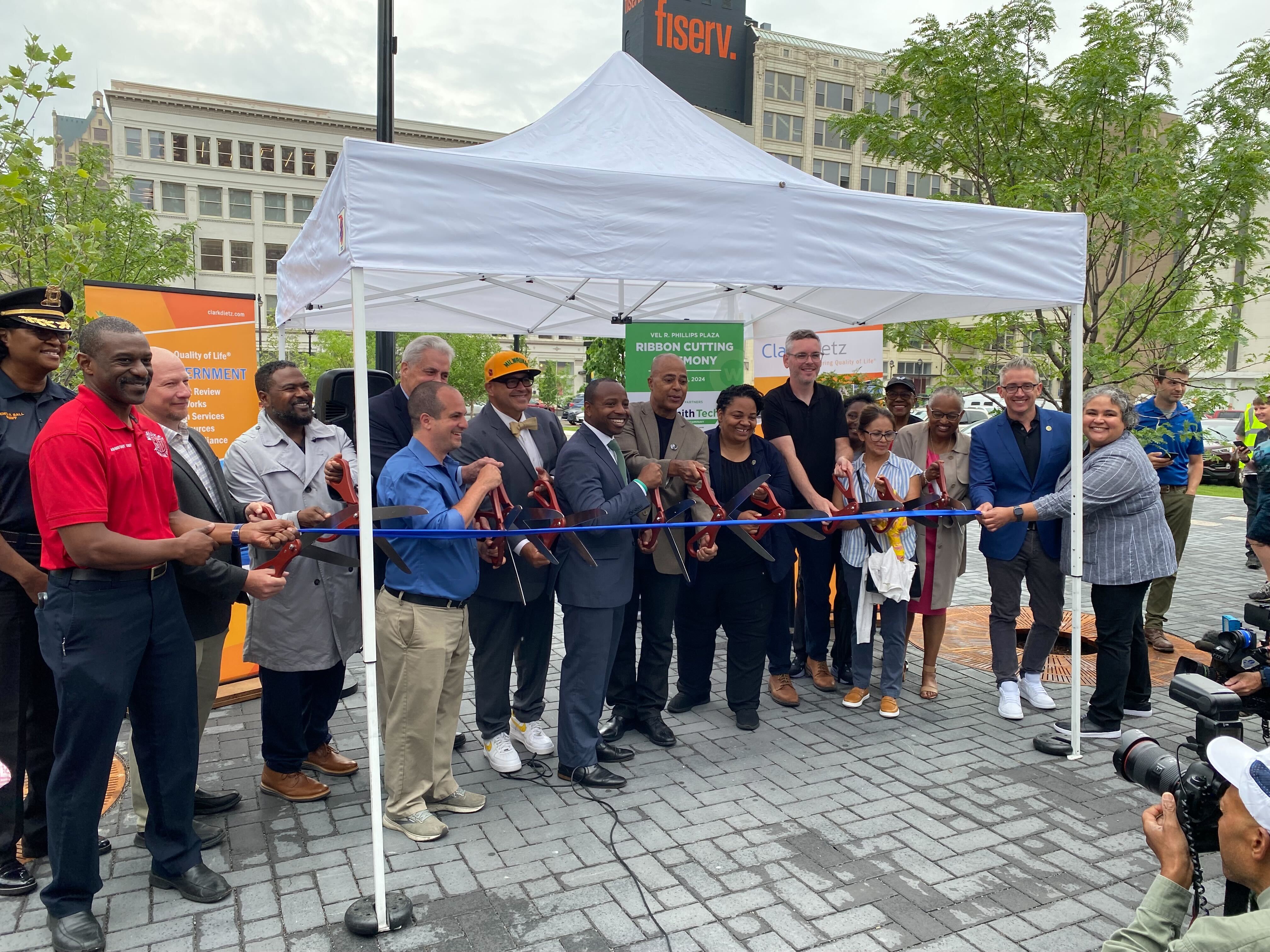 City officials cut the ribbon on Vel R. Phillips plaza