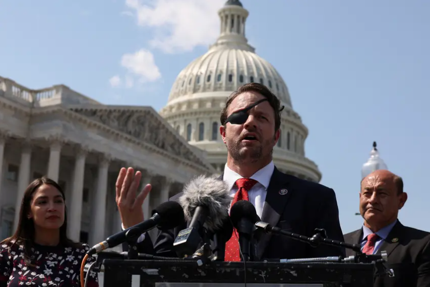 U.S. Representative Dan Crenshaw, R-Texas, speaks at a press conference on psychedelics in the National Defense Authorization Act in Washington, U.S., July 13, 2023. 