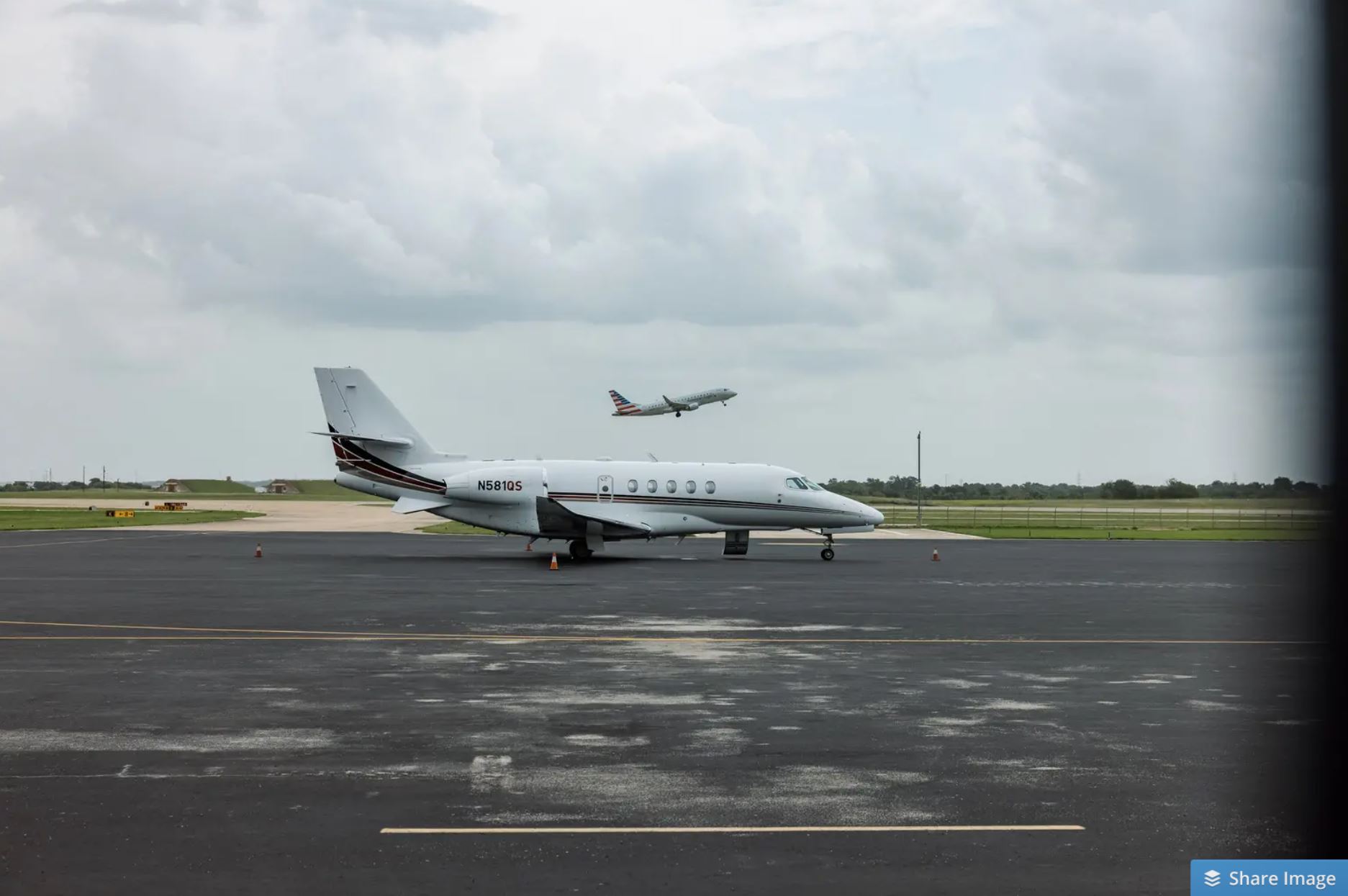 Private charter planes at Austin-Bergstrom International Airport on July 12, 2021. Democratic lawmakers booked charter flights to leave the state in protest of Republican-led voting restriction legislation..JPG