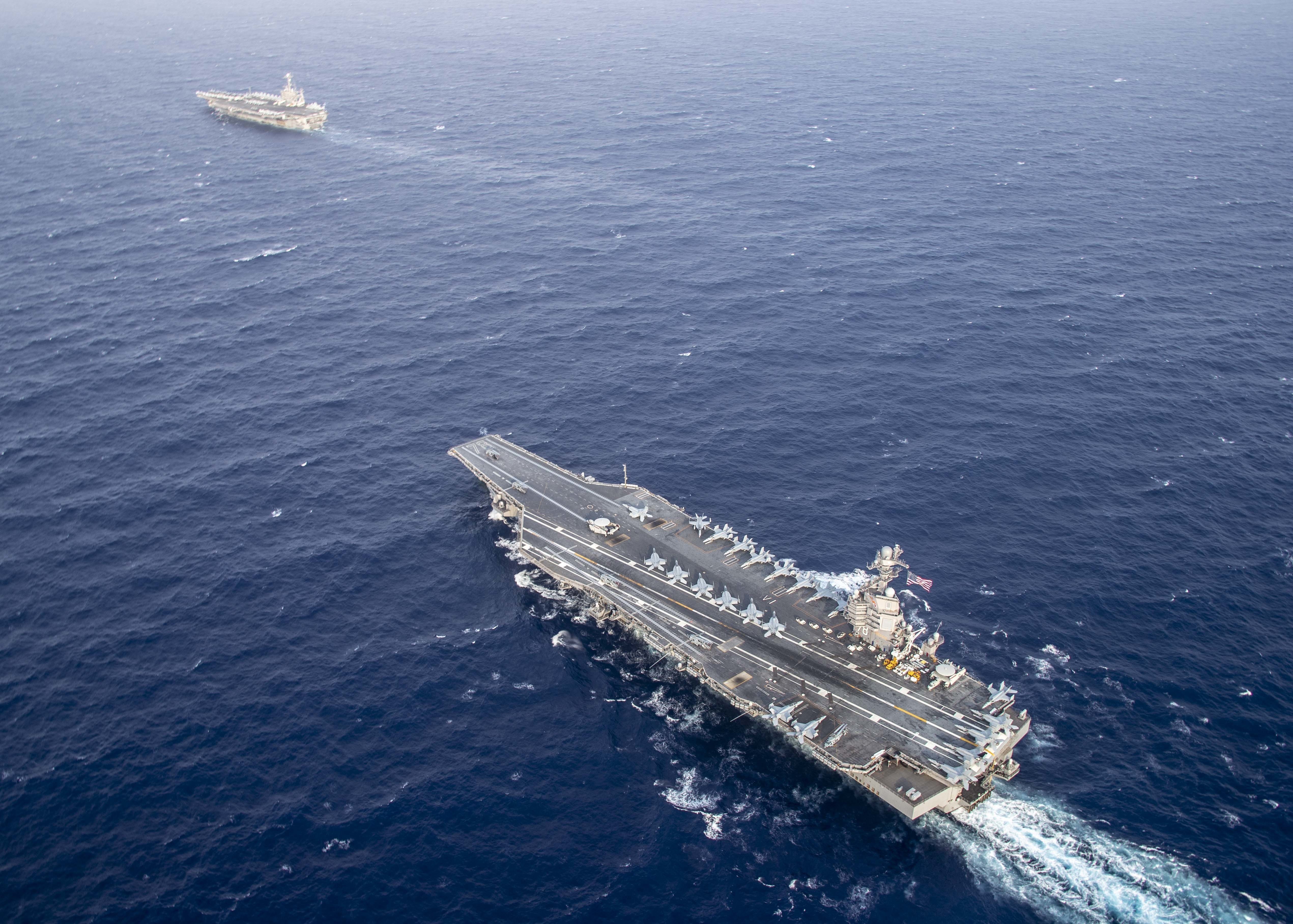 USS Gerald R. Ford and USS Harry S. Truman dual carrier operations