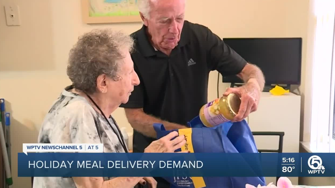 Palm Beach County resident Marion Shubert receives a Thanksgiving meal delivery from Alpert Jewish Family Service, Nov. 15, 2022.jpg