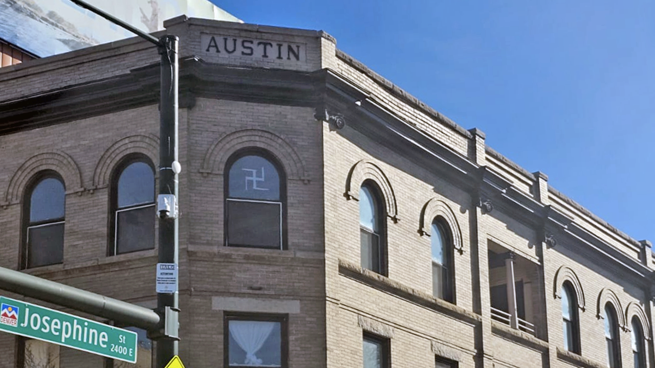 swastika on historic Denver building