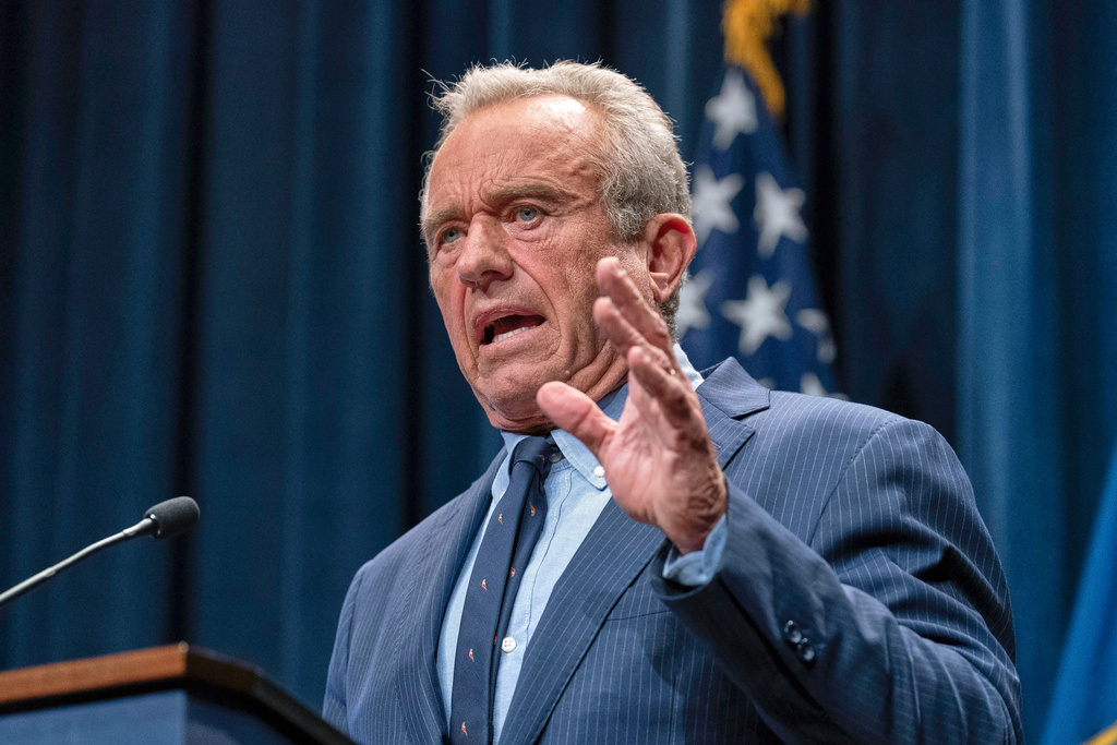 Health and Human Services Secretary Robert F. Kennedy Jr. speaks during a news conference on the Autism report by the CDC at the Hubert Humphrey Building Auditorium in Washington, April 16, 2025. 