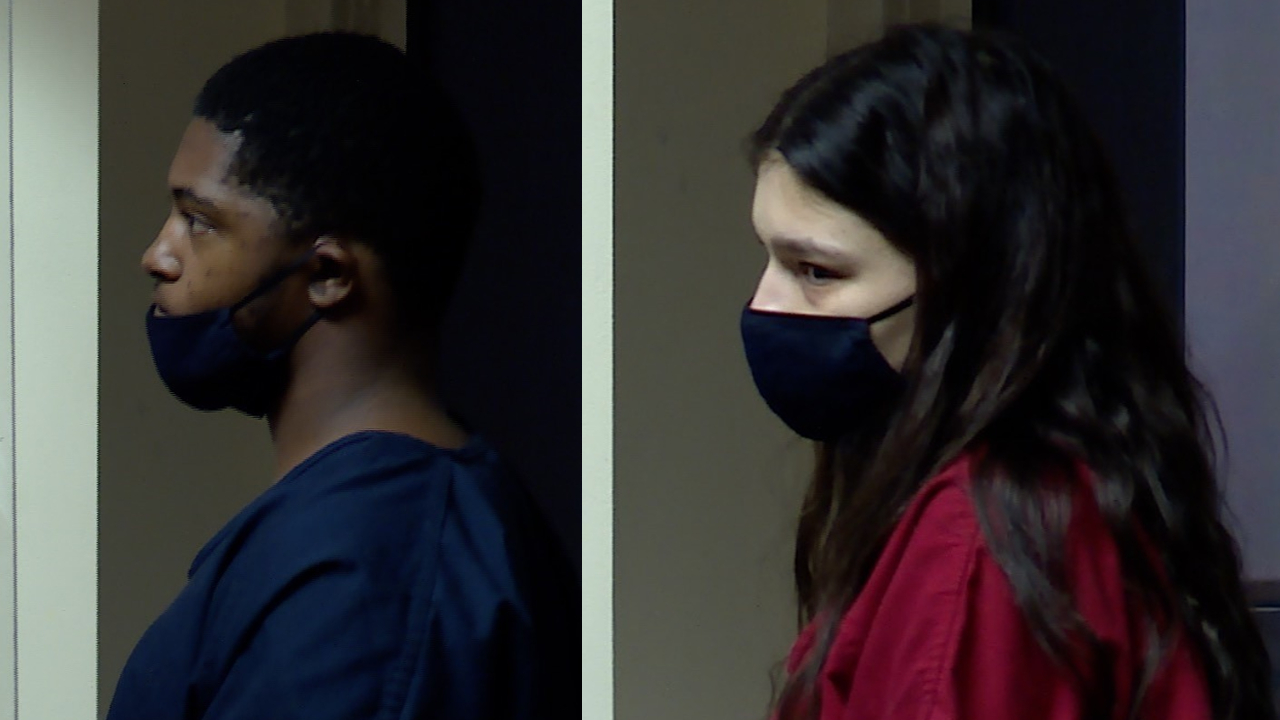 Emonte Brown, 19, and Isabella Satarik, 17, appear in a Palm Beach County courtroom on June 14, 2023.jpg