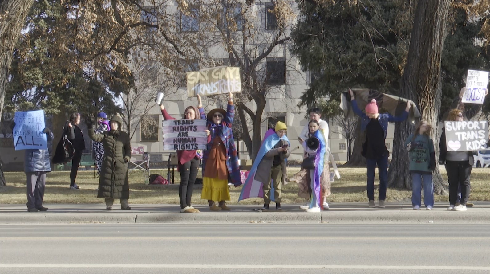 Protesters in downtown Billings Saturday morning