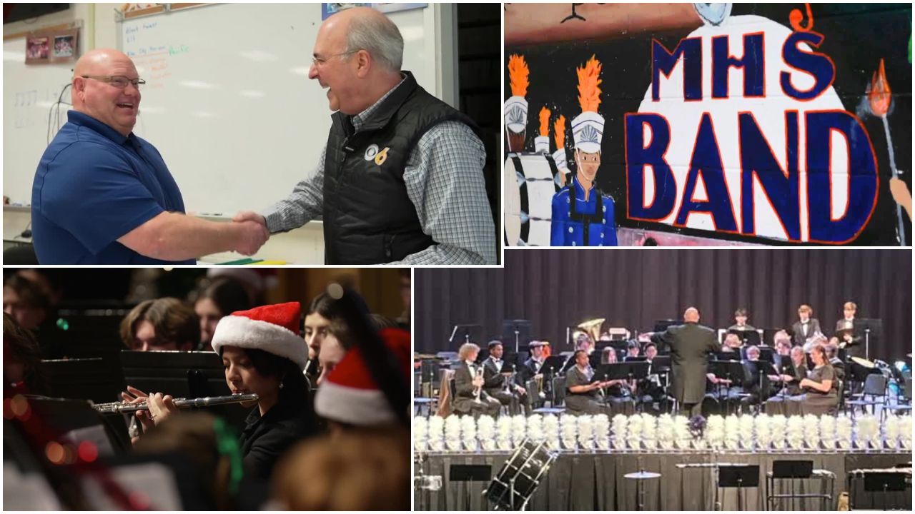 Mike Goldberg surprises Manchester High band director Christopher Fens