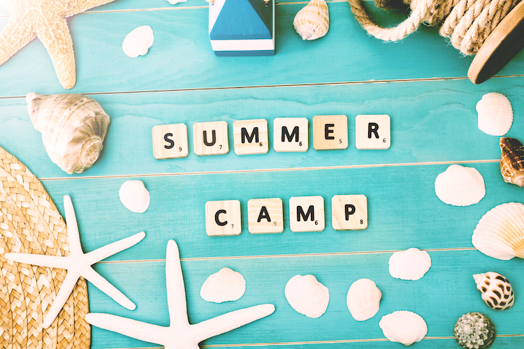 Wood Blocks on a Table for Summer Camp Concept