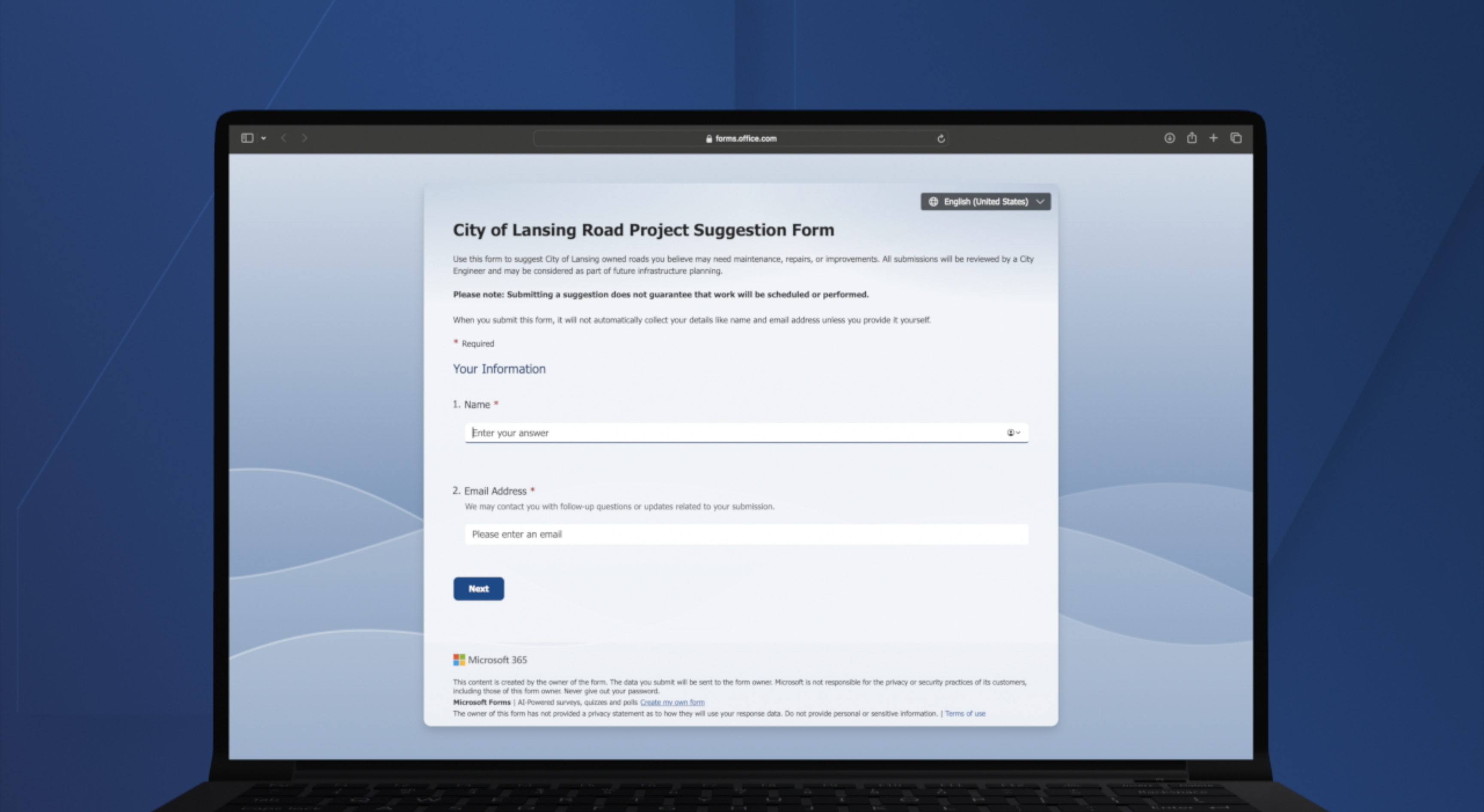 City of Lansing road project suggestion form 