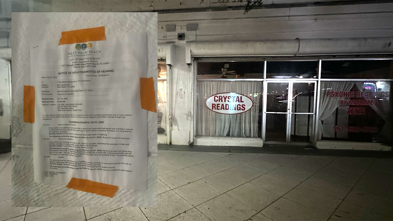 Code enforcement violation at a location in downtown West Palm Beach.