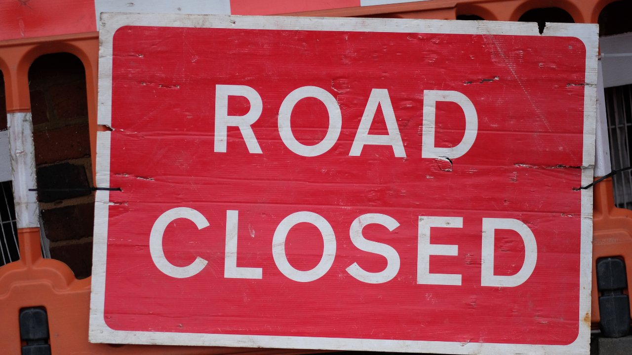 Road closure sign