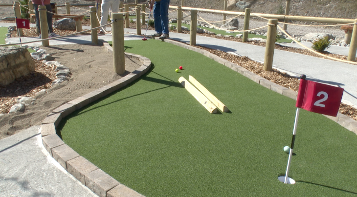 Hole two at the Flathead Lake Alpine Coaster mini golf course Friday April 10, 2026