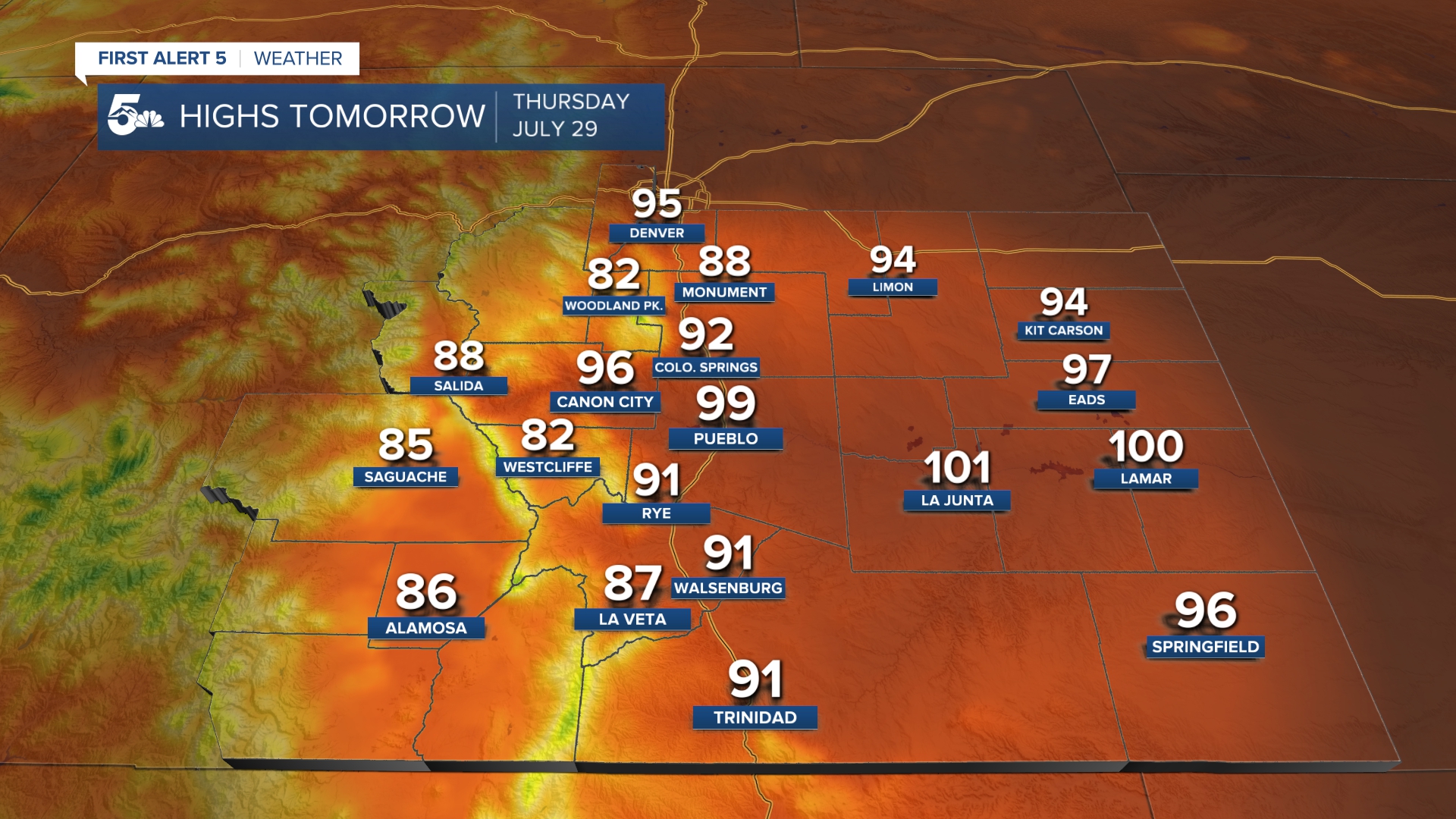 Highs Thursday - Southern Colorado