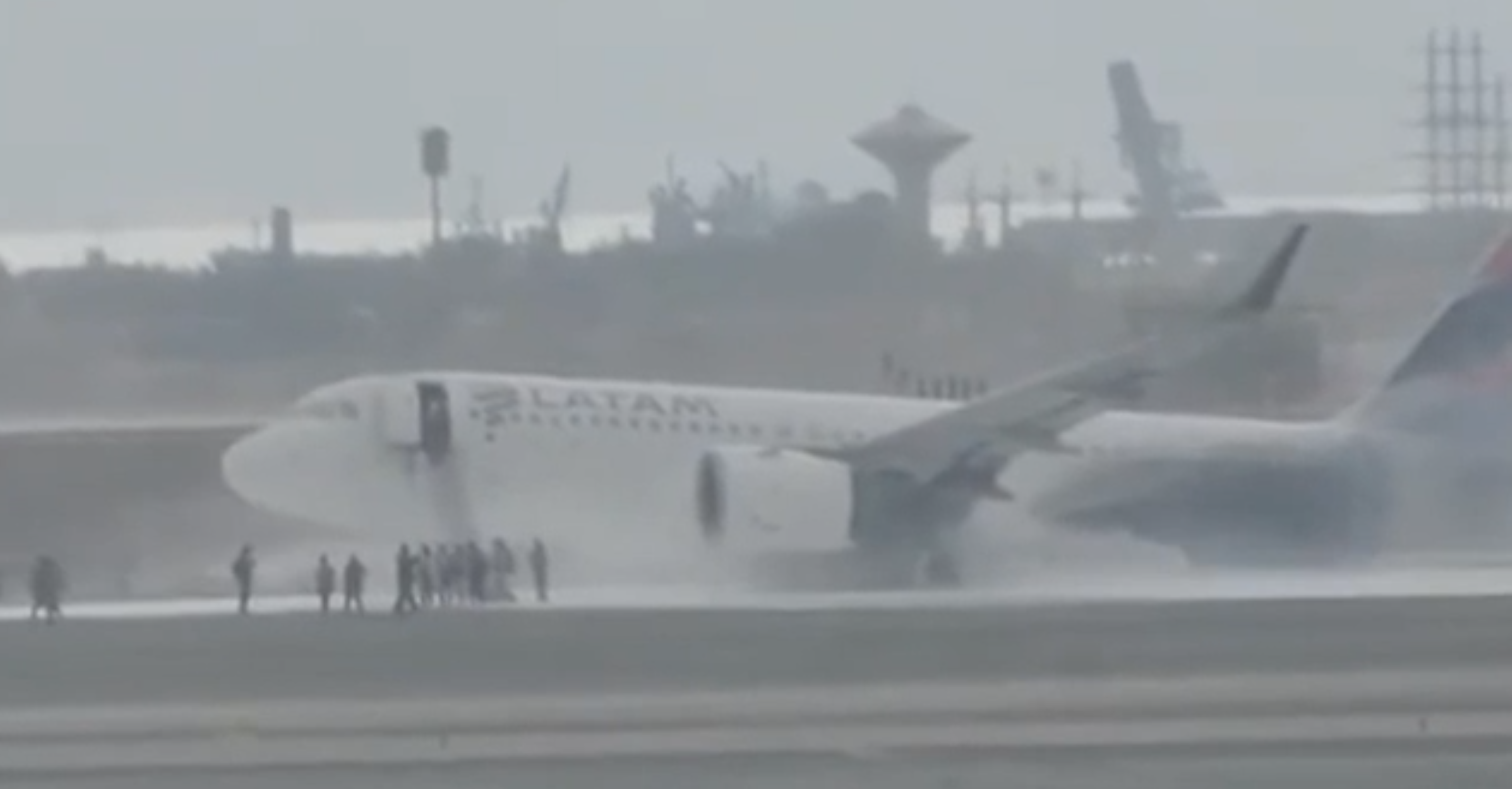 Latam airlines flight hits firefighter truck in Lima