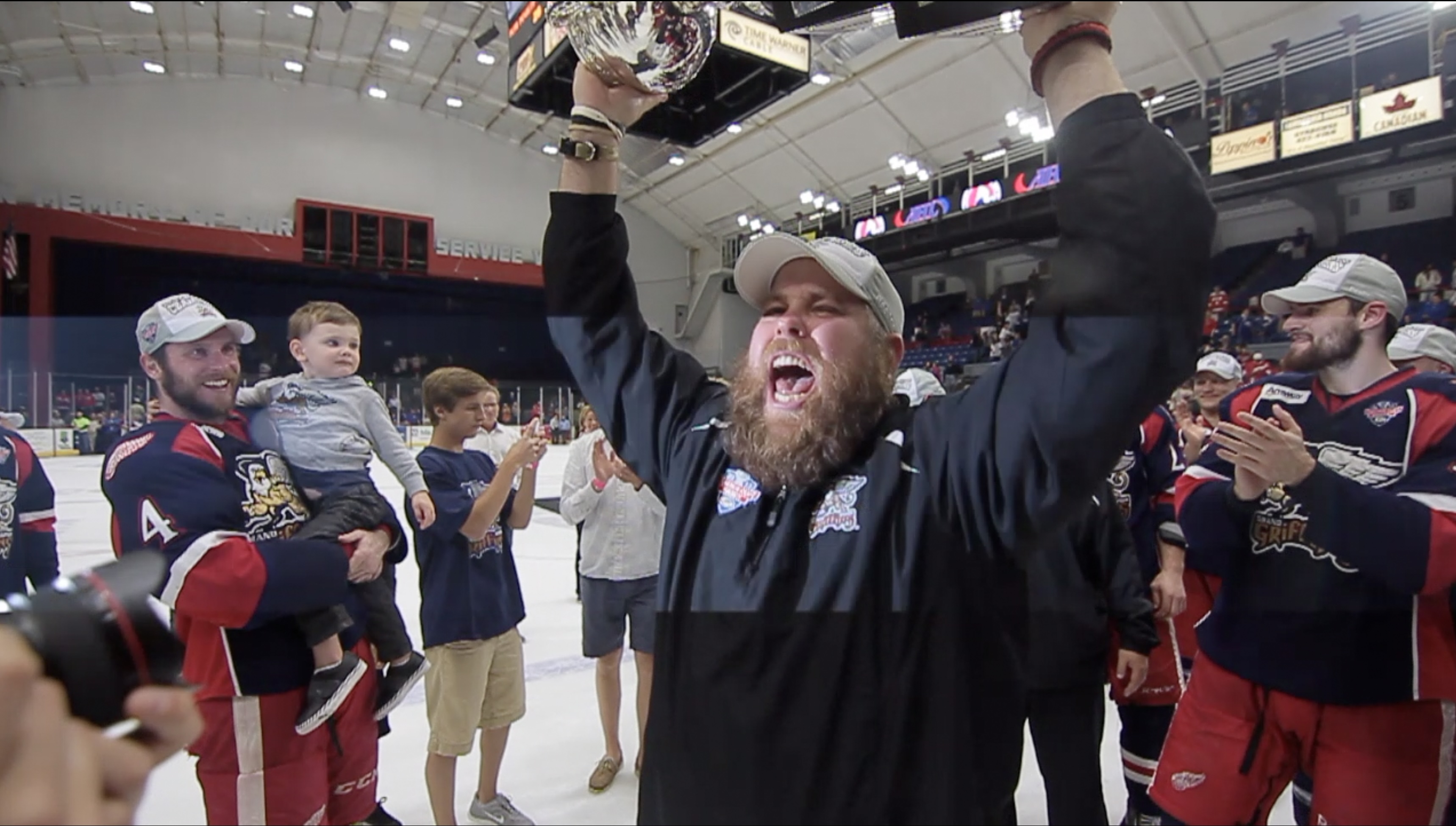 Brad "Dogg" Thompson holding Calder Cup
