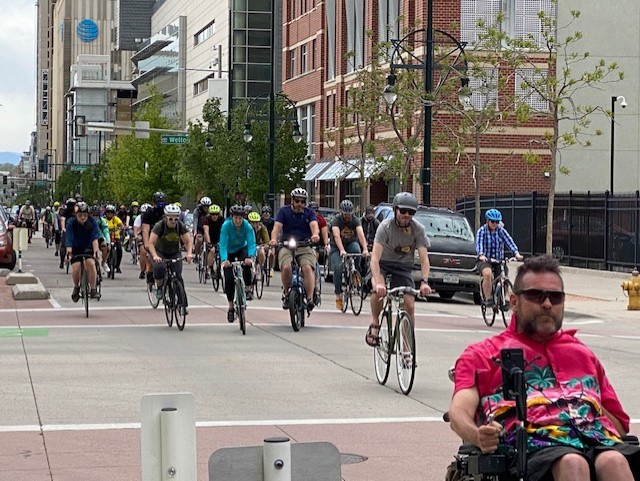 Critical Mass ride in downtown Denver