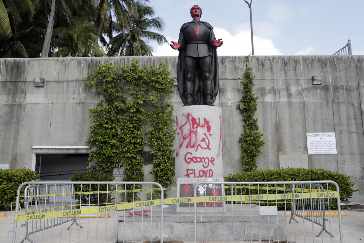 Police: 7 arrested for vandalizing Columbus statue in Miami