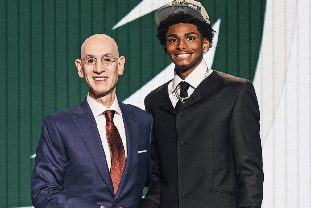 Adam Silver and AJ Johnson