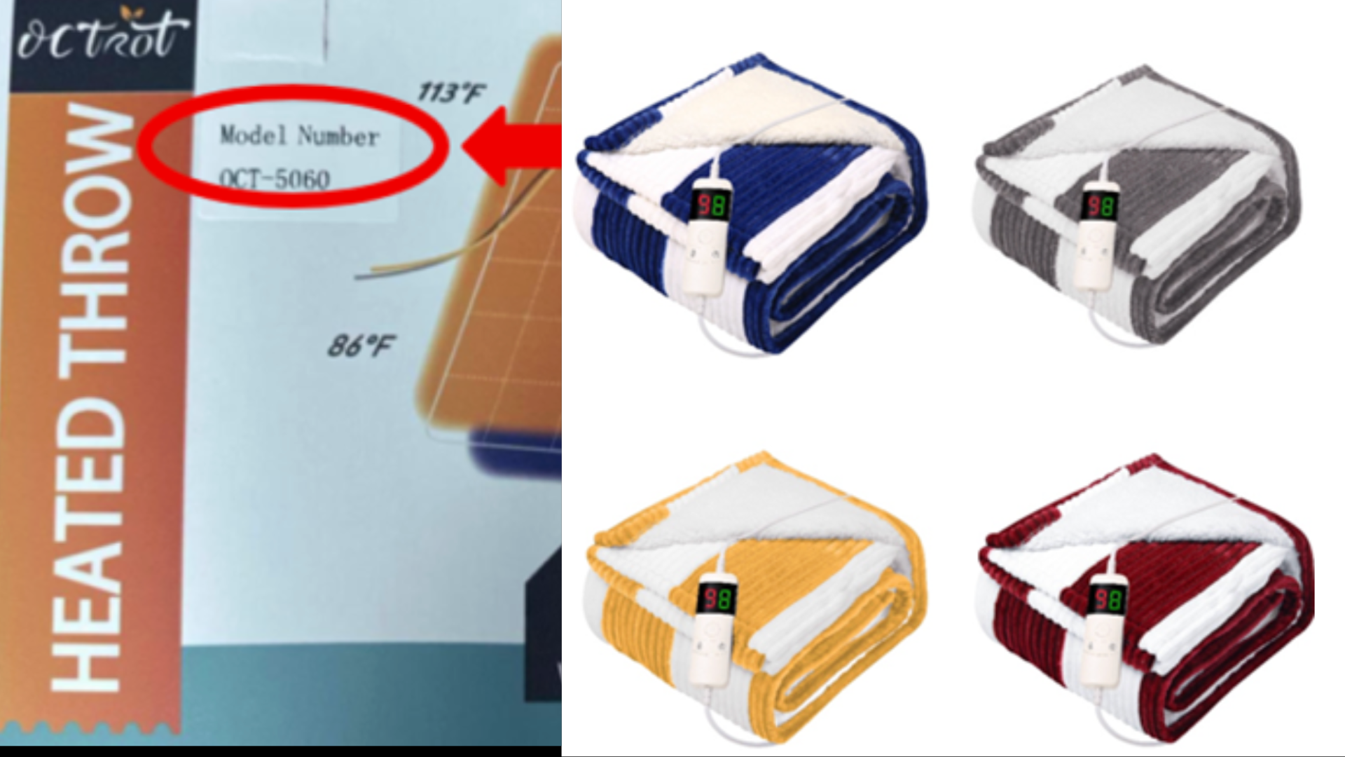 Recalled OCTROT Blankets/Throws