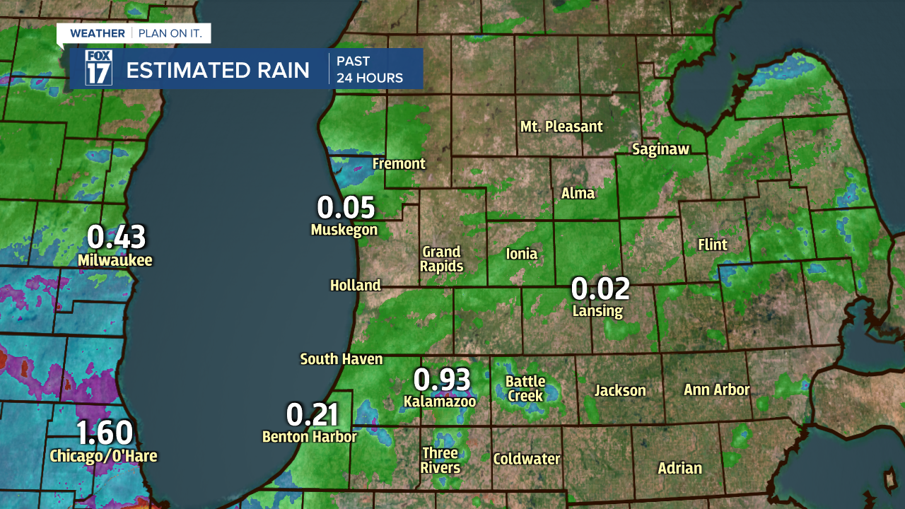 Estimated Rainfall for Sunday Sept. 17
