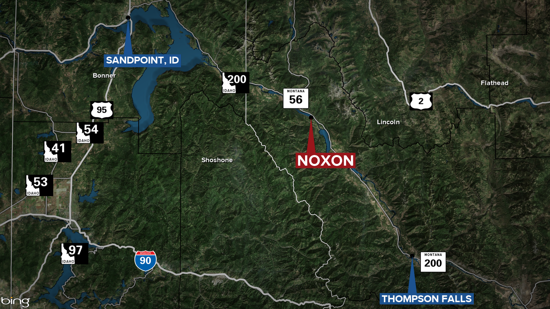 Noxon Highway 200 Fatal Crash Map