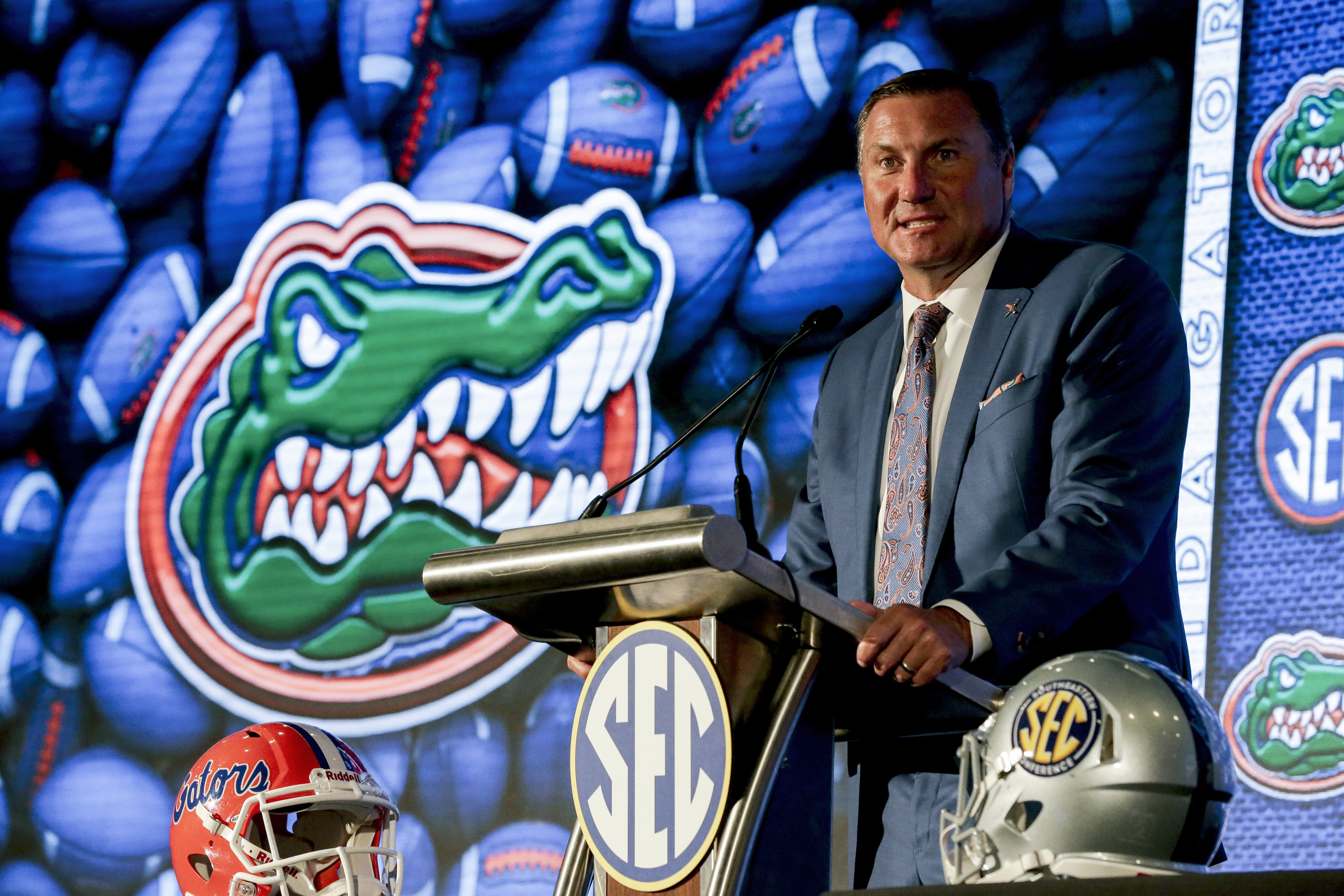 Florida Gators head coach Dan Mullen at 2021 SEC media days