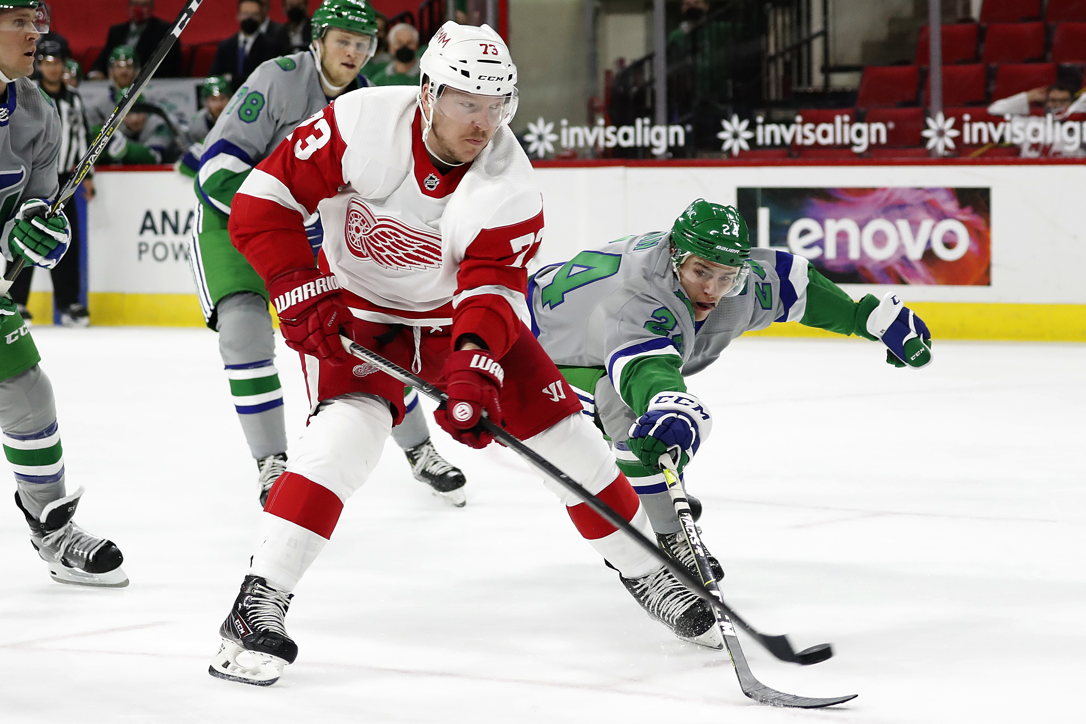 Adam Erne Red Wings Hurricanes Hockey