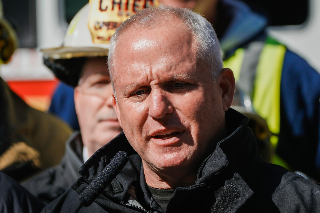 New York City Fire Commissioner Robert Tucker speaks during a news conference after the incinerator shaft of a building collapsed in the Bronx borough of New York, Wednesday, Oct. 1, 2025. 