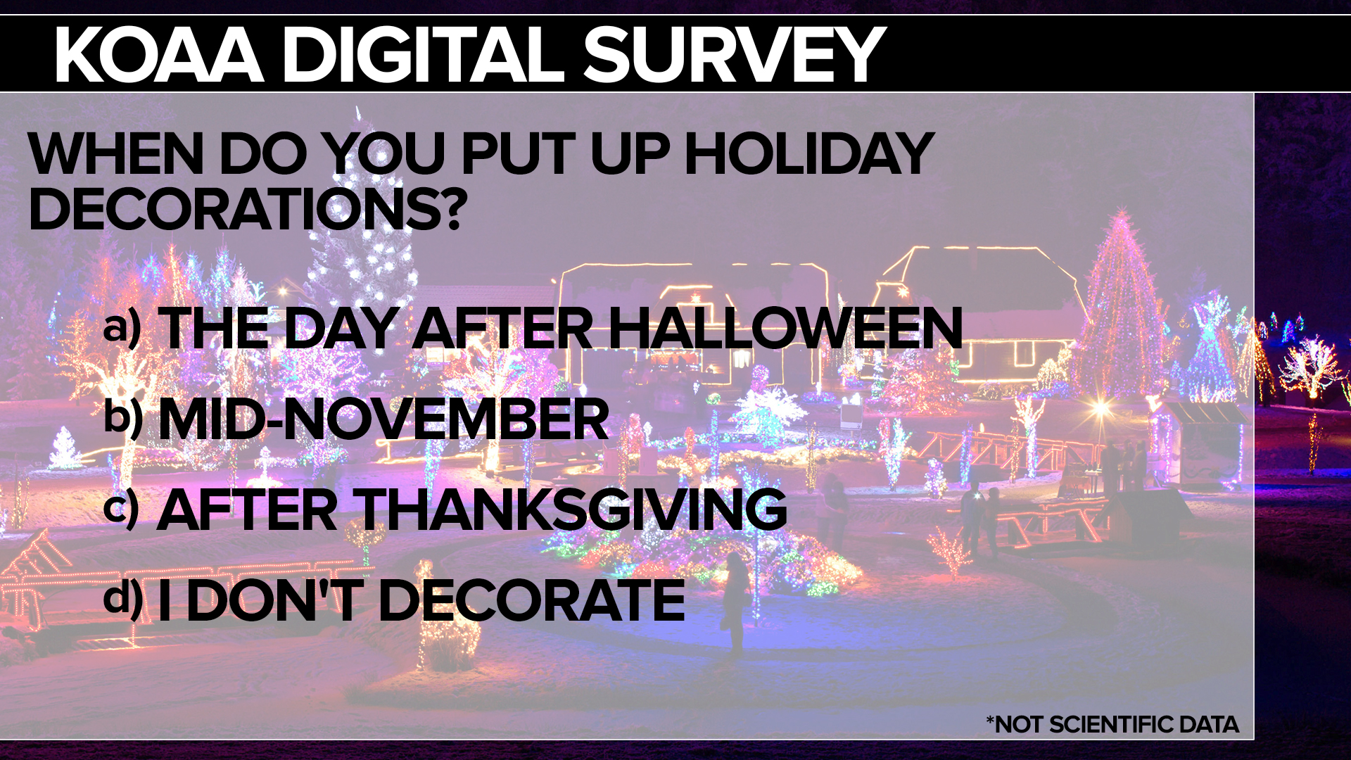KOAA Survey Holiday Decorations