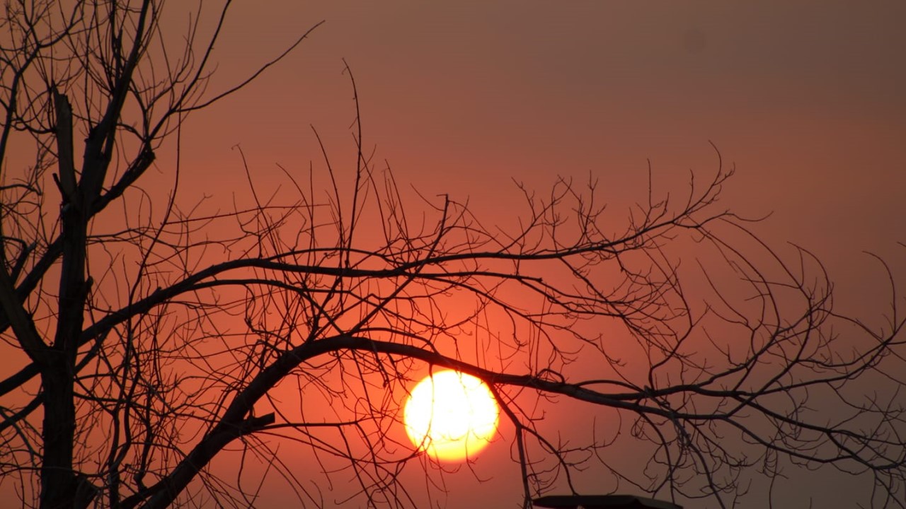 Hazy Colorado Springs summer sunset