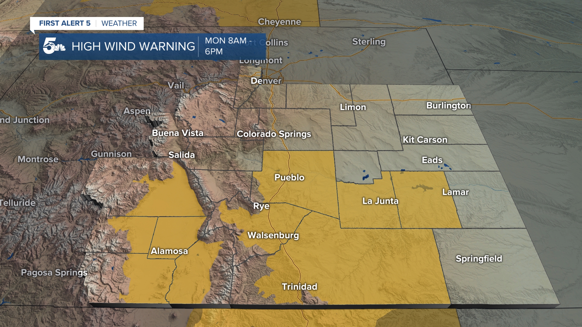 High Wind Warnings on Tuesday in southern Colorado