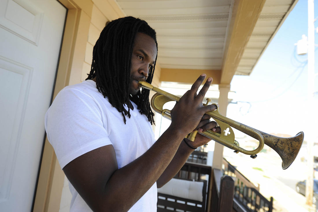 New Orleans musician offers kids trumpets for guns