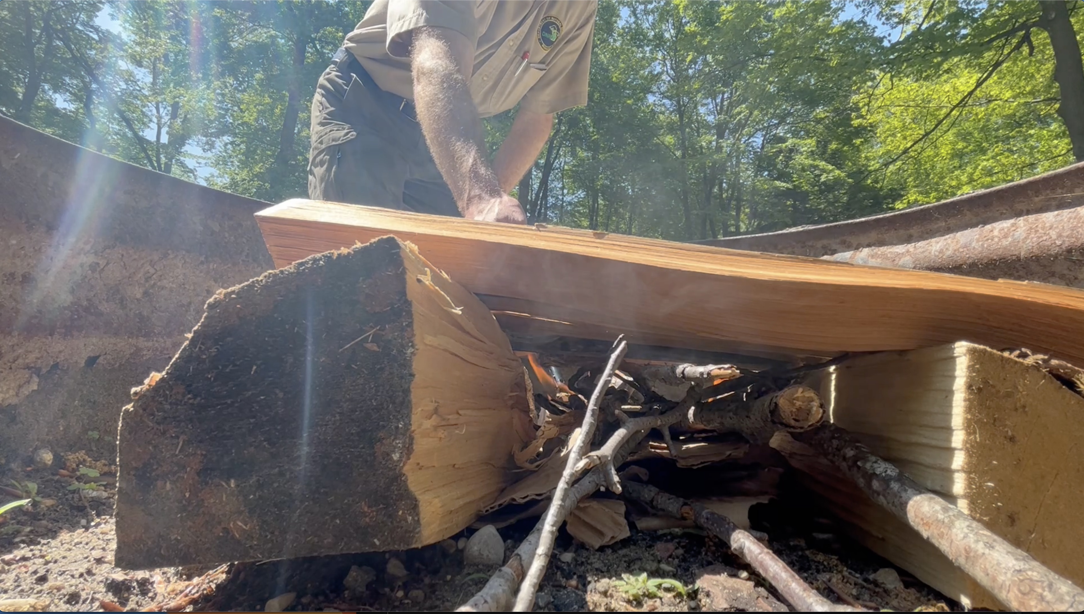 Campfire starting at P.J. Hoffmaster State Park