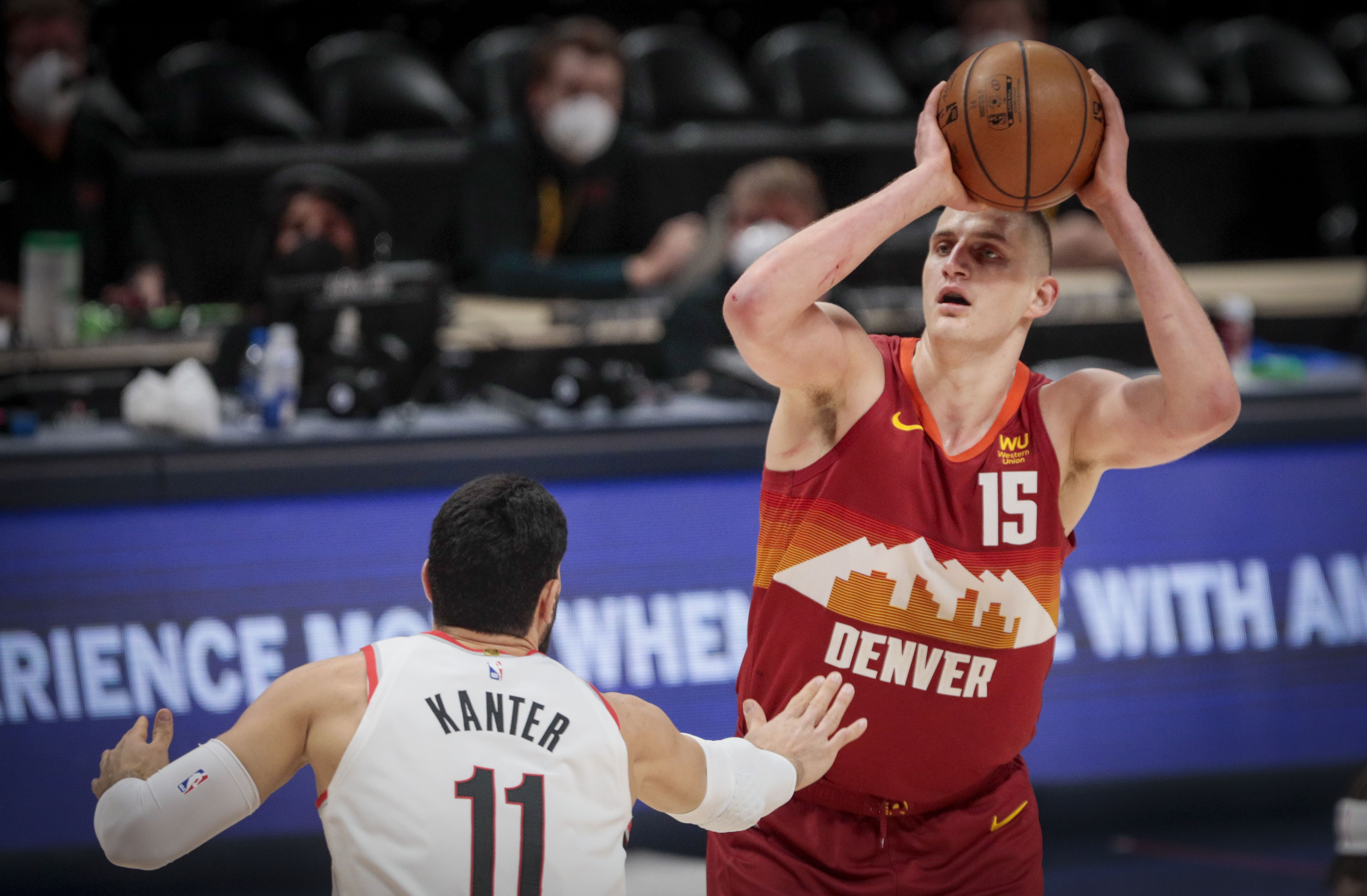 Jokic scores 38, Nuggets beat Blazers 128-109 to even series