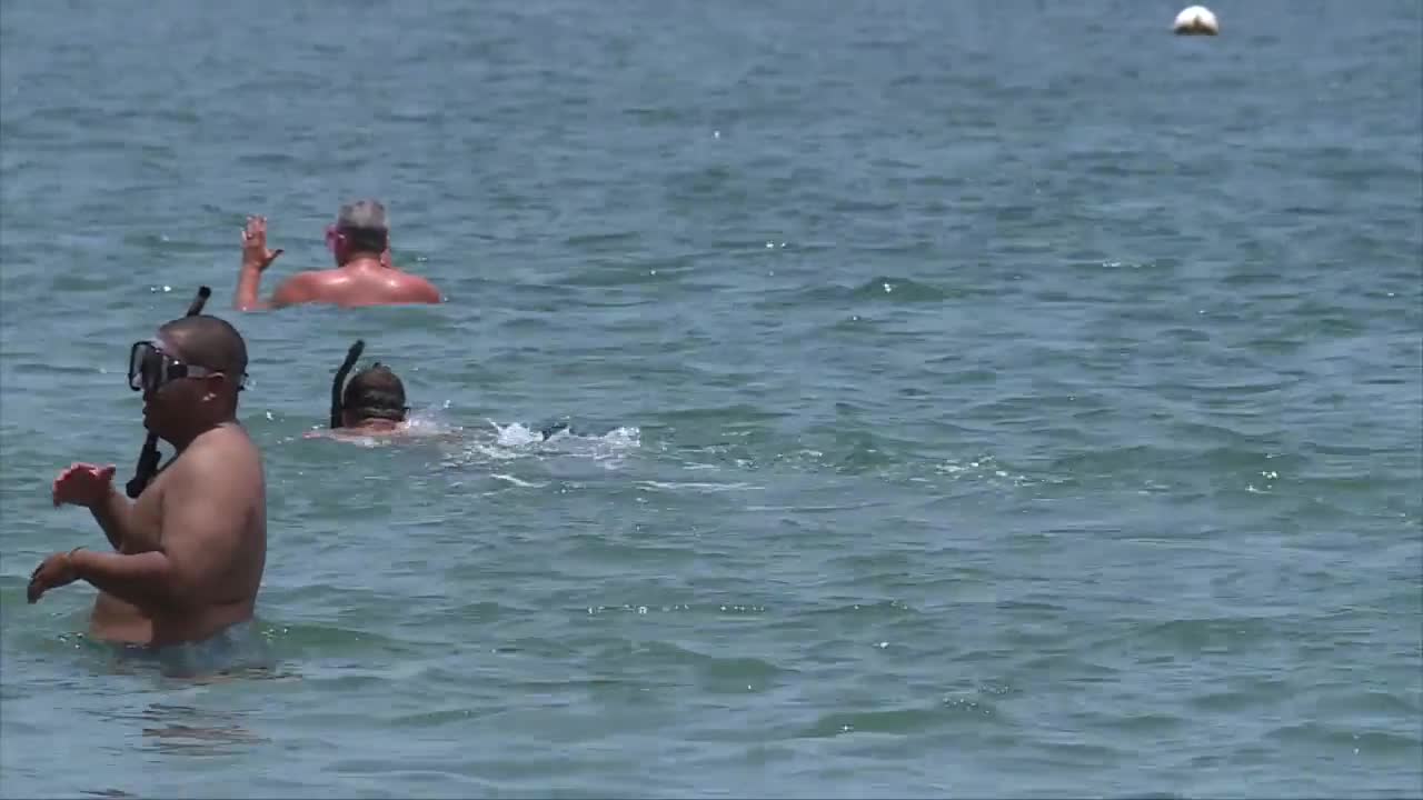 Snorkelers in water in Riviera Beach, June 30, 2020