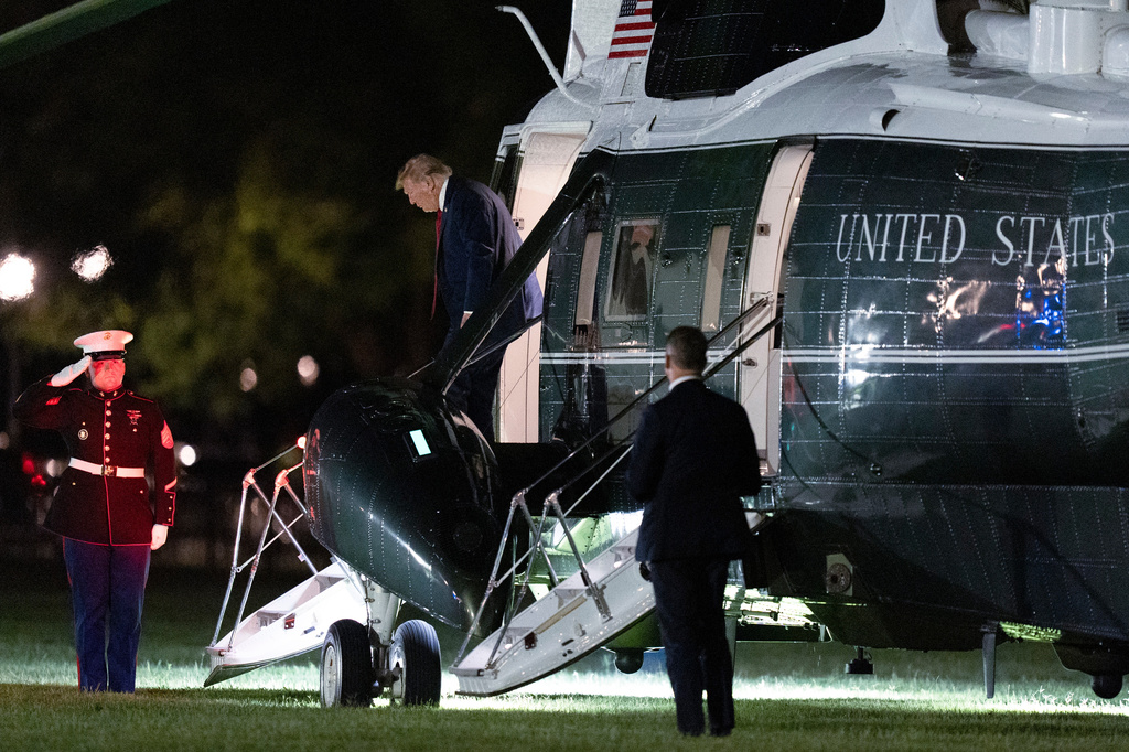 President Donald Trump arrives on Marine One at the Ellipse near the White House, Friday, Aug. 21, 2026, in Washington. 