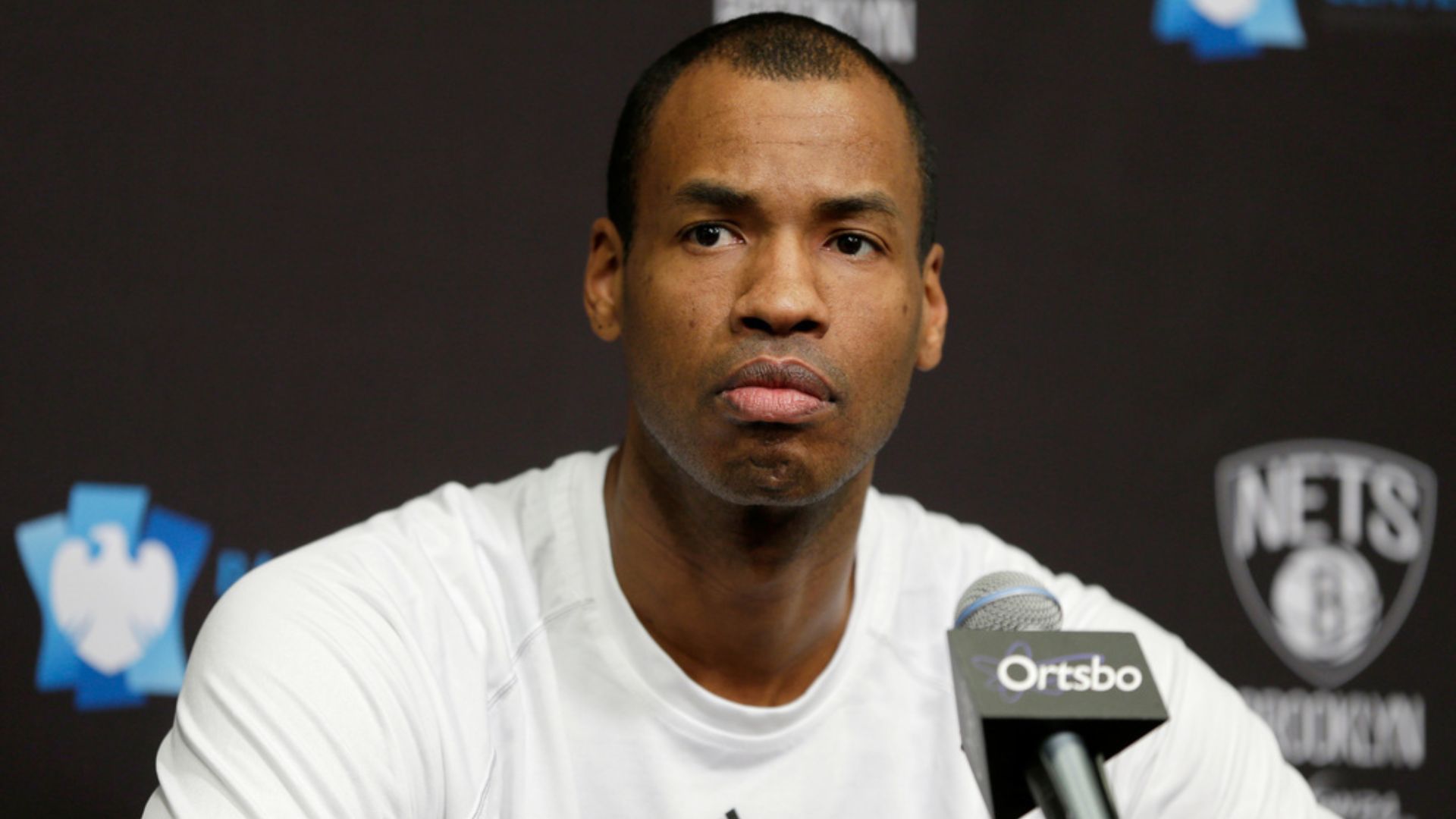 Brooklyn Nets Jason Collins speaks during a news conference before the NBA basketball game against the Chicago Bulls at the Barclays Center, Monday, March 3, 2014 in New York.