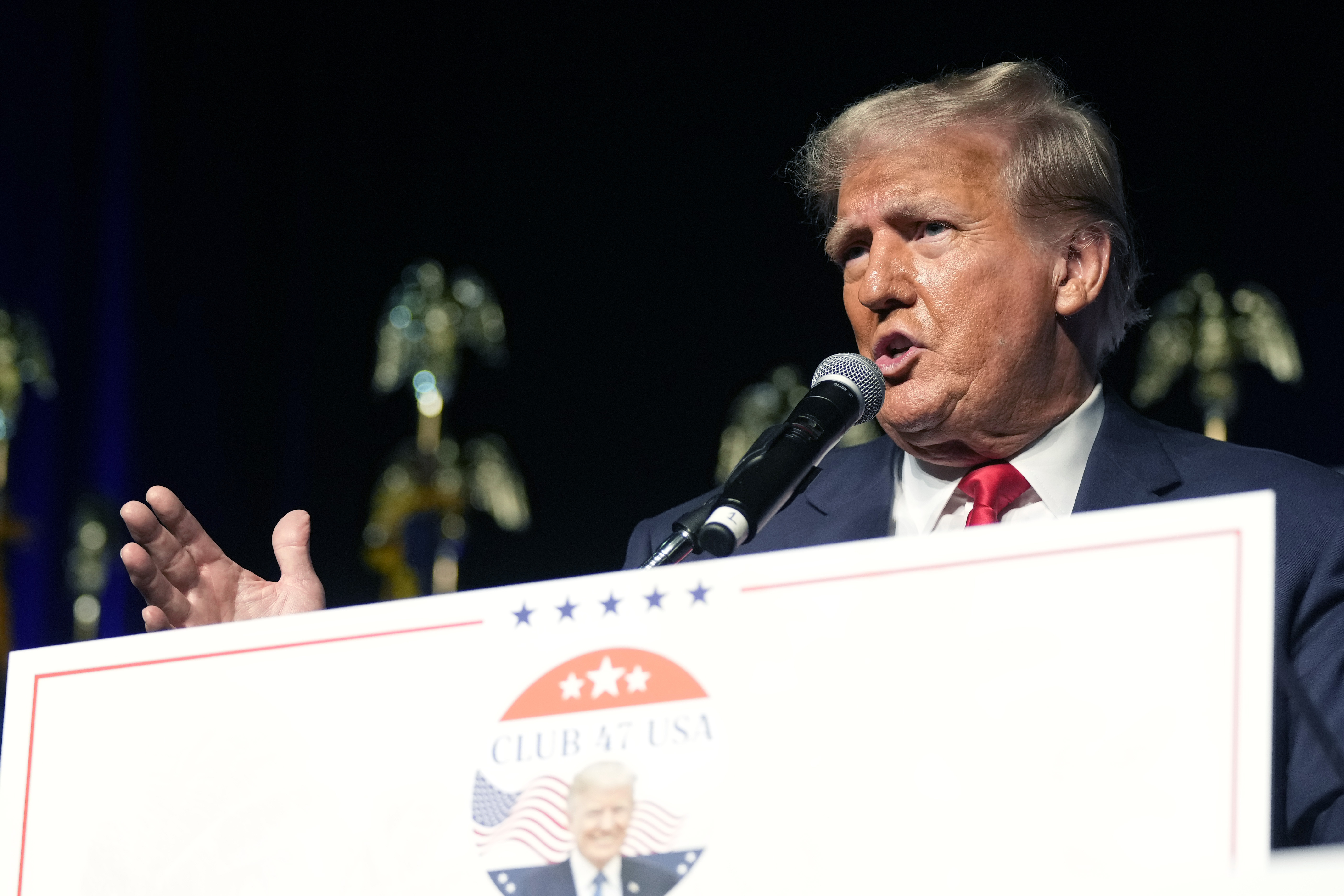 Former President Donald Trump speaks at Club 47 USA event in West Palm Beach, Oct. 11, 2023