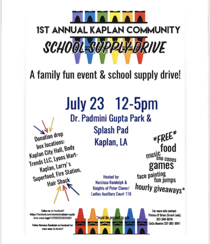 1st ever Kaplan School Supply Drive