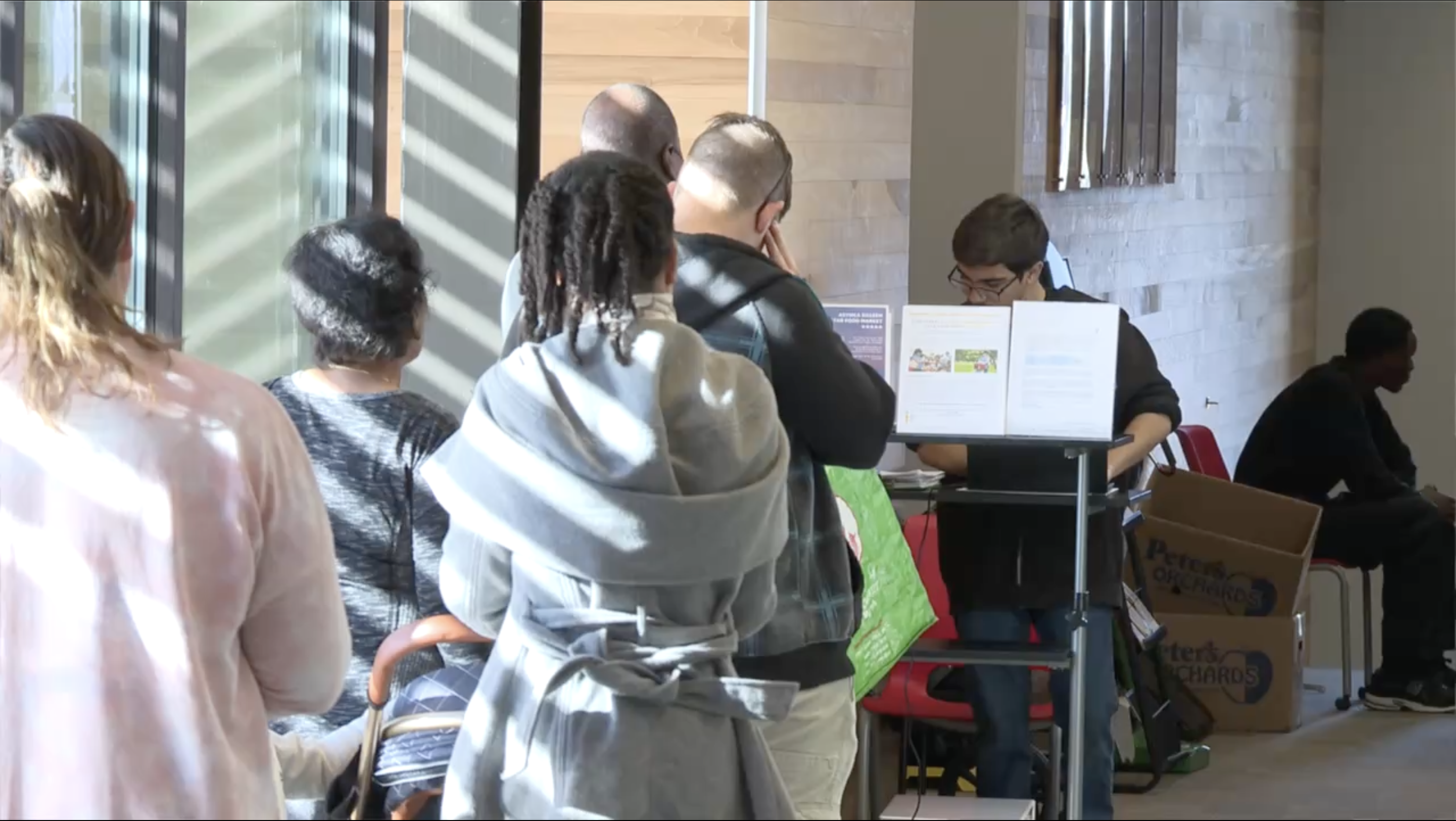 line of people waiting