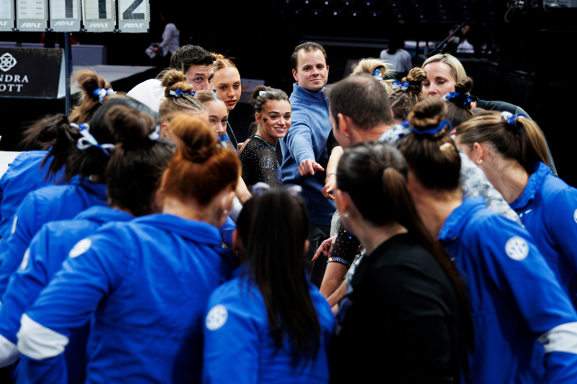 uk gymnastics team huddle